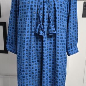 Anna Sui Blue and Black Floral Dress